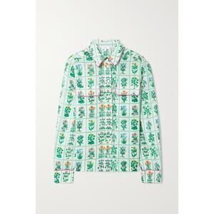 Rhode 'Rae' Green Floral Print Cotton Voile Blouse Top Size L